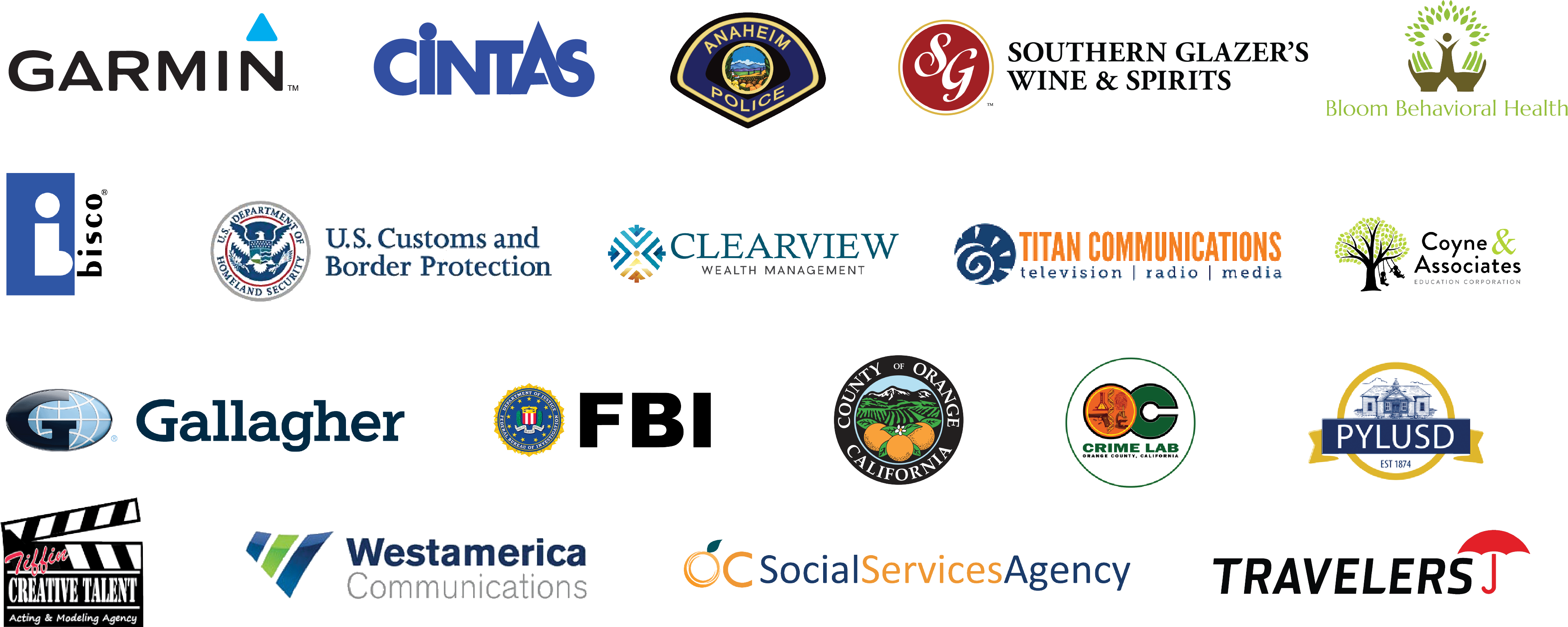 Participating Employers include: Garmin, Cintas, FBI, Anaheim Police, Southern Glazer's Wine and Spirits, Travelers and many more