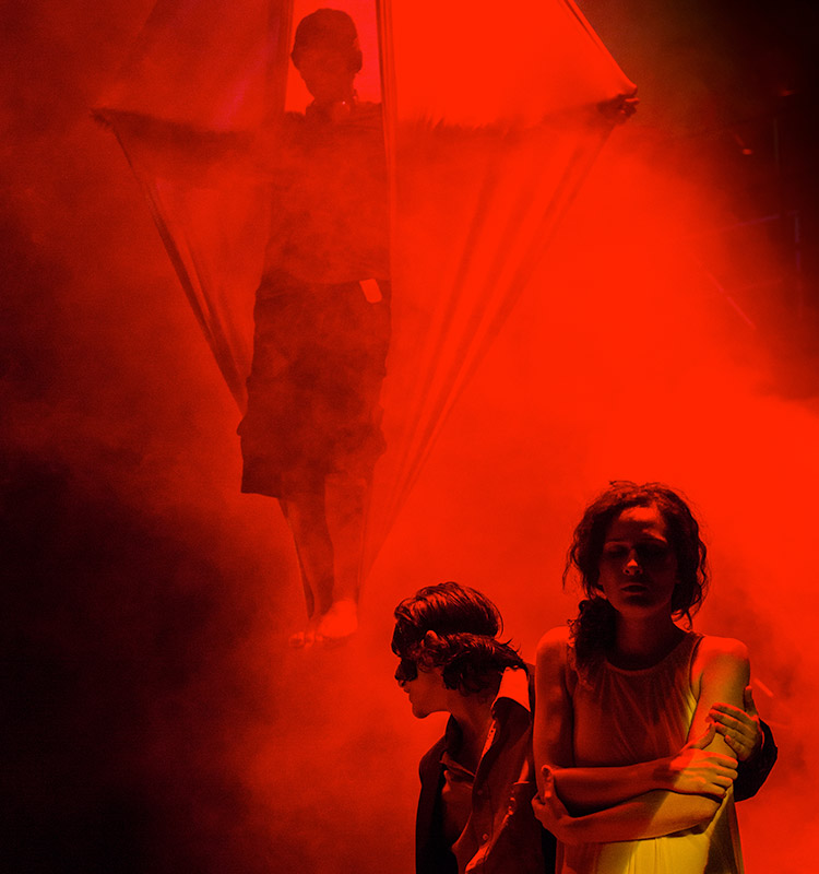 Theatre students performing on stage