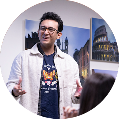 Latino student giving presentation